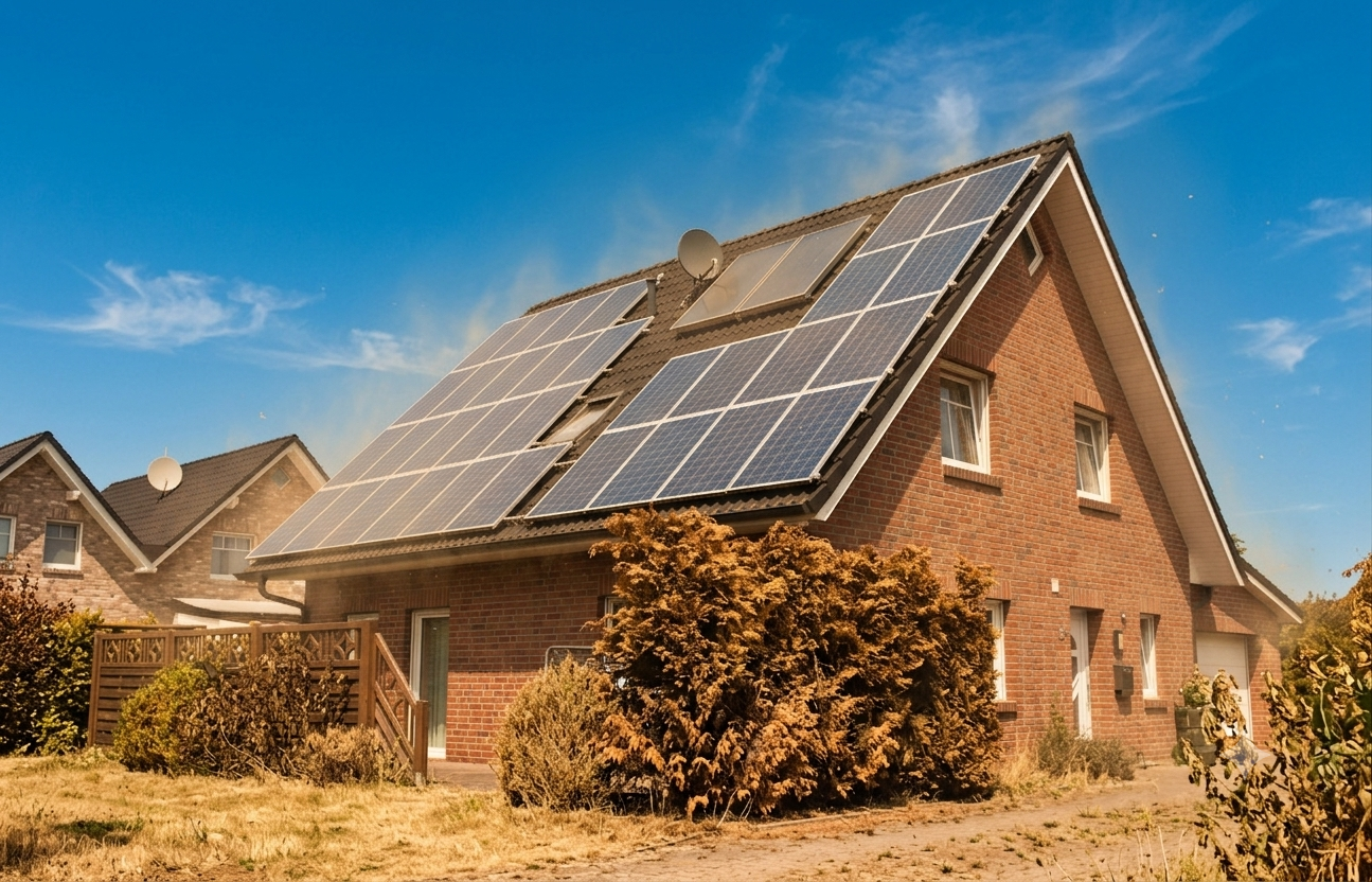 PV-Module-auf-dem-Dach-Heiß